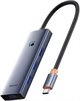 Image Adaptor Baseus UltraJoy Series 4in1, Type-C la 4xUSB-A 3.0 + USB-C 5V, Space Grey