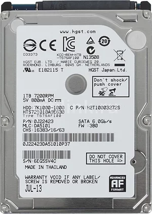 Image Жесткий диск Hitachi Travelstar 7K1000 1Tb (HTS721010A9E630)