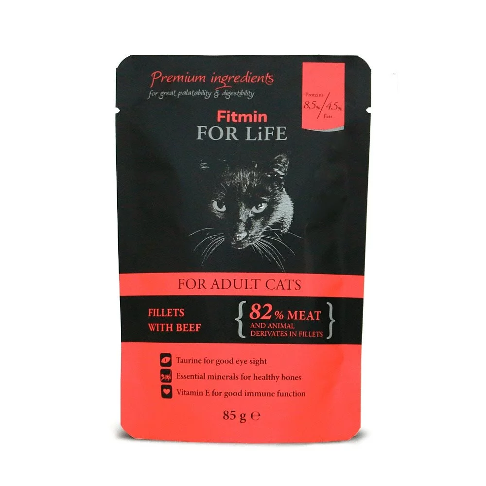 Корм для кошек Fitmin pouch adult beef 85g * 28