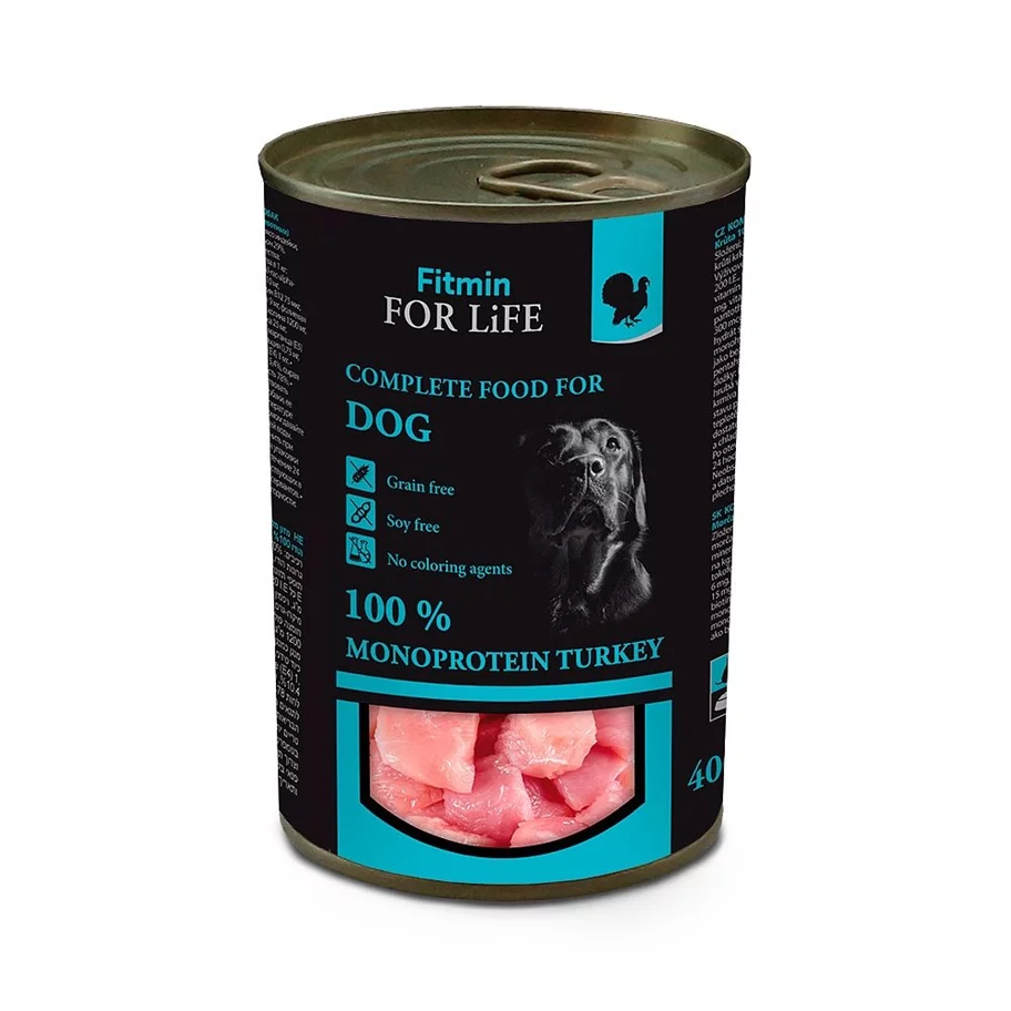 Image Влажный корм для собак Fitmin tin turkey 400g * 6