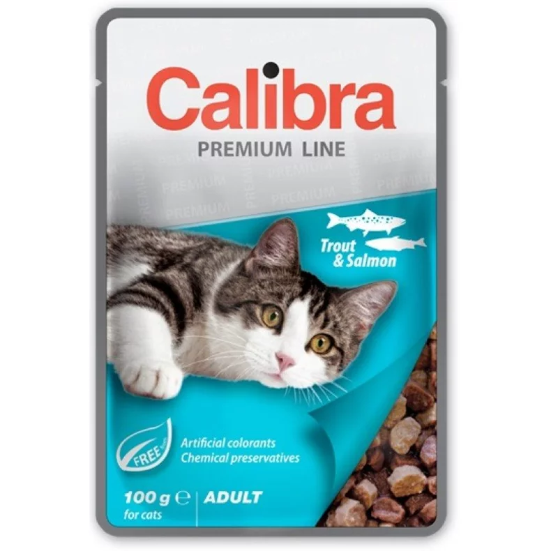 Image Hrana umeda pentru pisici Calibra Cat pouch Premium Adult Trout&Salmon 100g * 24 buc