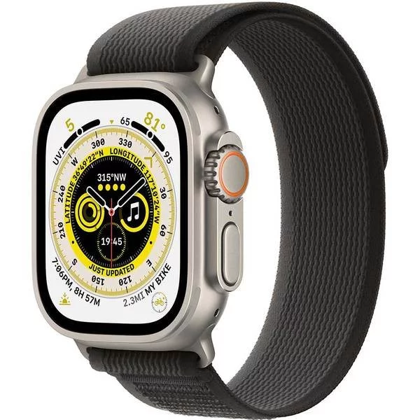 Image Ceas inteligent Apple Watch Ultra GPS + LTE 49mm MQF43 Titanium Case Black/Gray Trail Loop - S/M