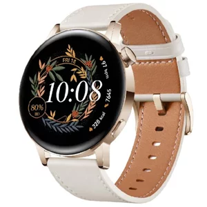 Image Умные часы Huawei Watch GT3 Gold Stainless Steel Case, White Leather Strap