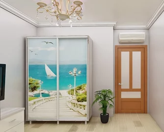 Шкаф купе PS ДХ-160 1.6 м фотопечать 2 двери