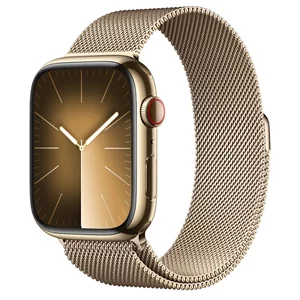 Image Умные часы Apple Watch Series 9 GPS+LTE 45mm MRMU3 Gold St. Steel, Gold Milanese Loop
