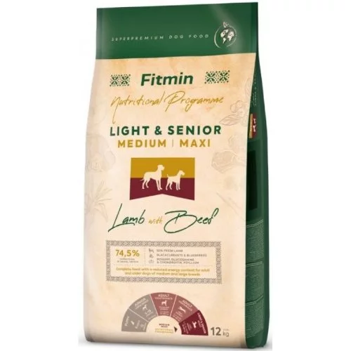 Image Hrana uscata pentru caini Fitmin medium maxi light senior lamb&beef 12 kg