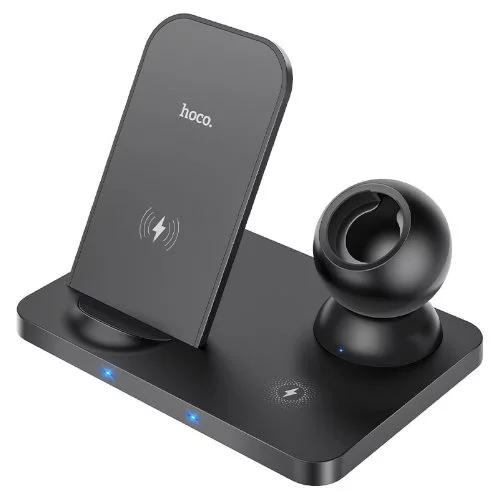Image Încărcător wireless Hoco CW33 3 in 1 Wireless Fast Charger Black