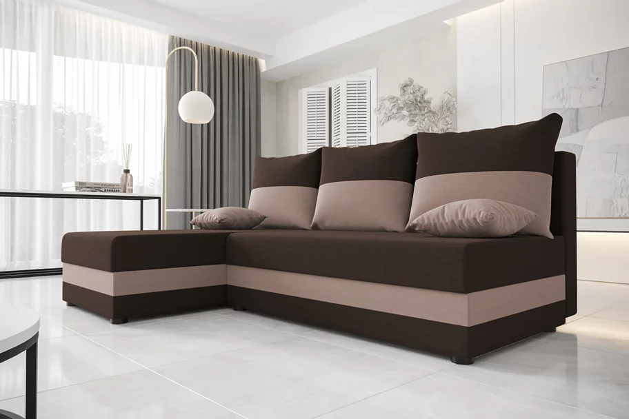 Image Диван угловой Space Meble Hewlet Sawana 16, Sawana 22 Brown Dark, Brown Light