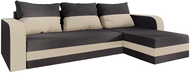 Image Canapea de colt Space Meble Hewlet Bis Sawana 05, Sawana 01 Dark Gray, Ecru