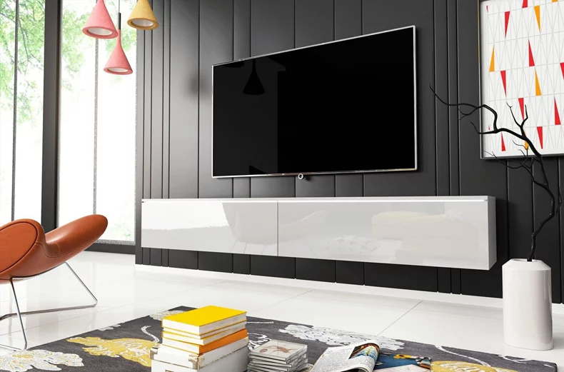 Image Тумба РТВ Bratex Lowboard D 180 White/White Gloss