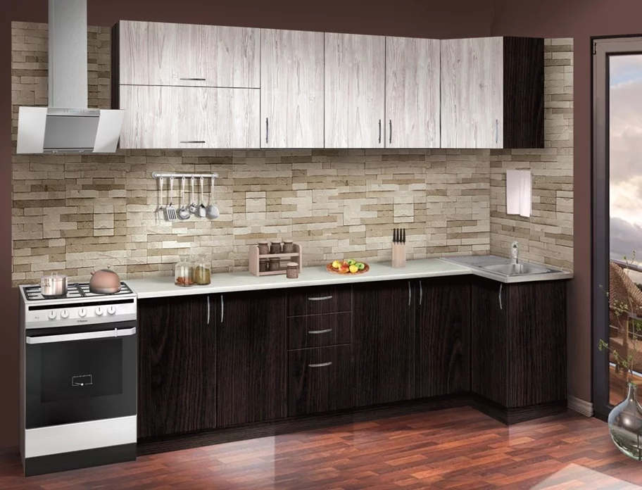 Image Bucatarie Modern Paola 2.6m Wenge Magic/Craft Oak White