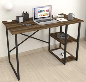 Image Masa de birou Fabulous 2 rafturi Walnut/Black