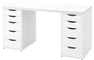 Image Masa de birou Ikea Lagkapten/Alex 140x60 Alb