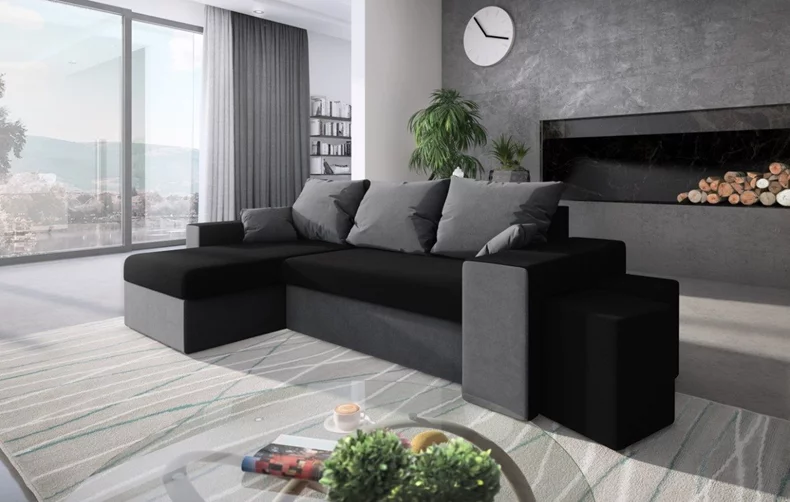 Image Canapea coltar Space Meble Kansas Rainbow 15/Rainbow 27 Black/Graphite