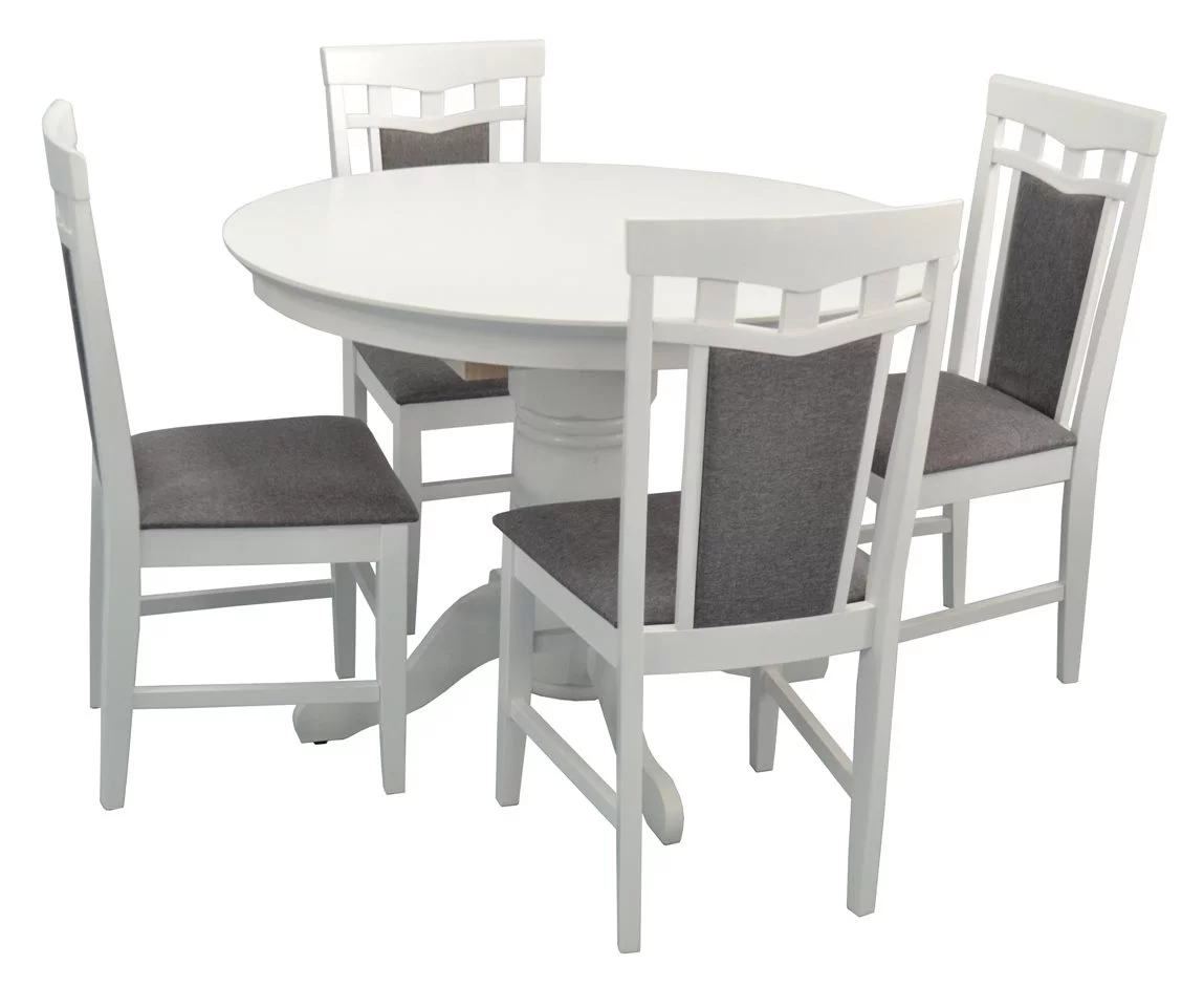 Комплект для кухни Evelin CAPELLA V White + 4 стула DEPPA R White/NV-10WP Grey
