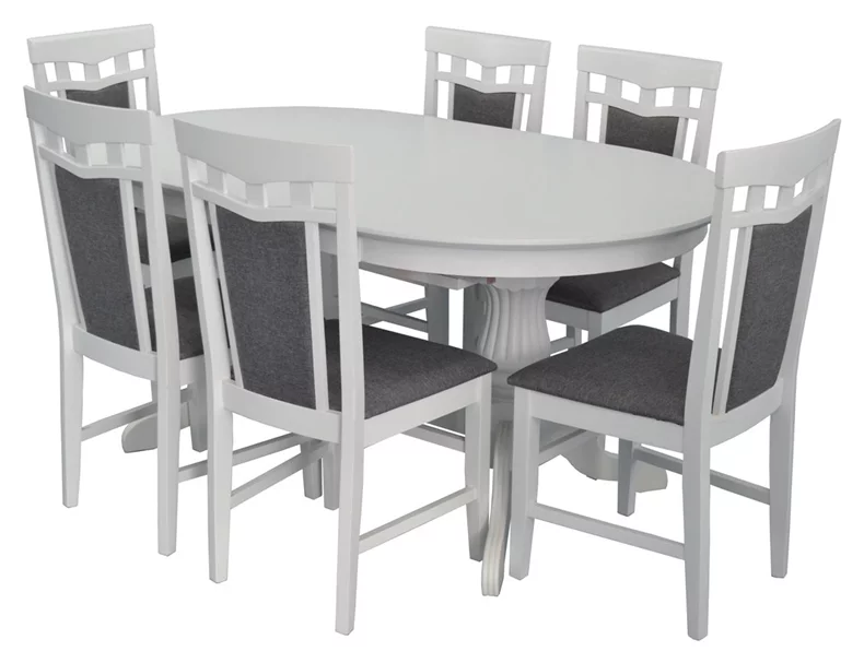 Image Set de bucatarie Evelin HV-33V White + 6 scaune DEPPA R White/NV-10WP Grey