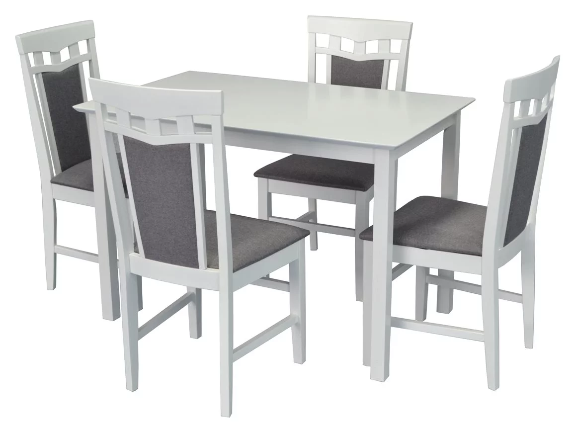 Комплект для кухни Evelin GLORIA White + 4 стула DEPPA R White/NV-10WP Grey
