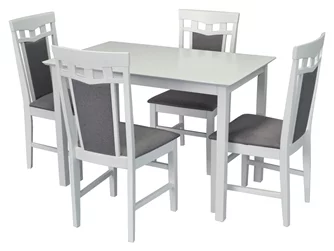 Set de bucatarie Evelin GLORIA White + 4 scaune DEPPA R White/NV-10WP Grey