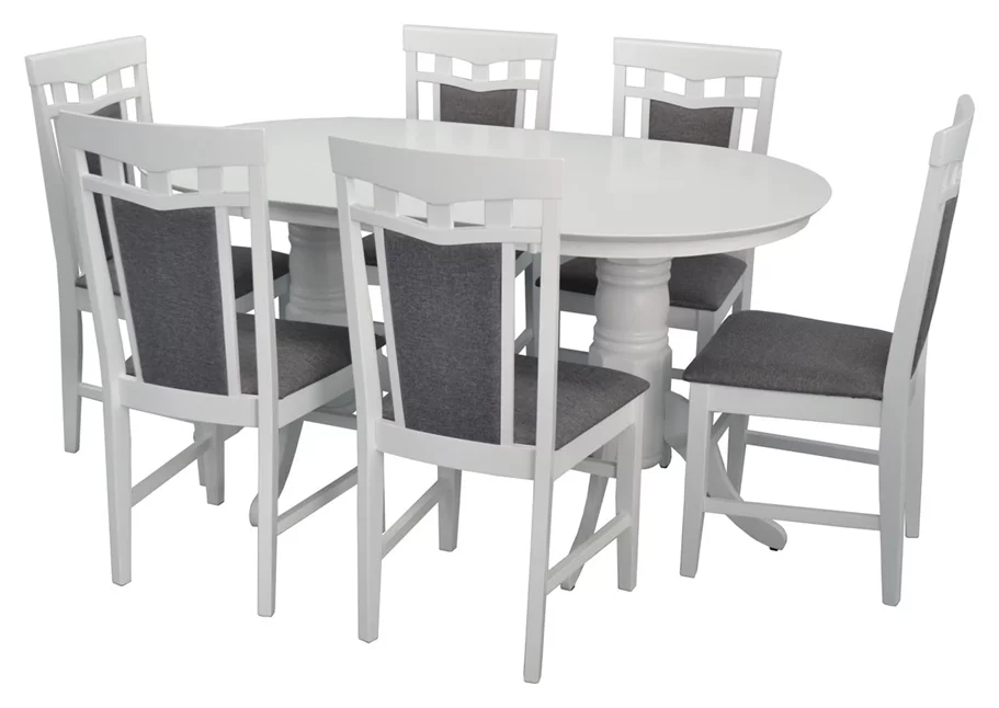 Image Set de bucatarie Evelin HV-24 V White + 6 scaune DEPPA R White/NV-10WP Grey