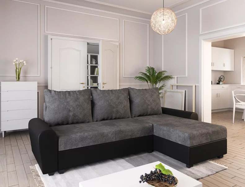 Image Угловой диван Space Meble Dakar L Mikrofaza 1024/D8 Gray/Black