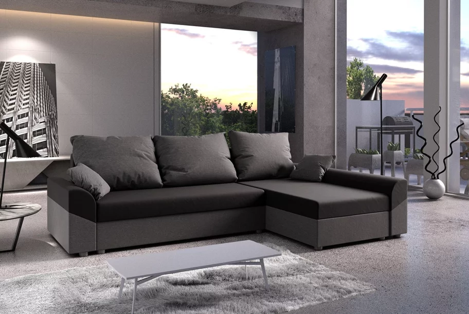 Image Угловой диван Space Meble Denver L Sawana 14/Sawana 05 Black/Gray Dark