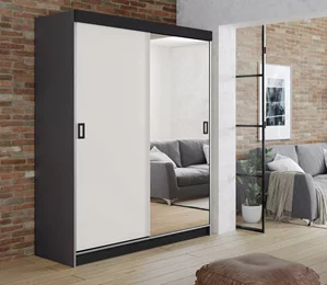 Image Шкаф купе Prime Furniture Retro 1 138x205x59 Graphite/White/Black