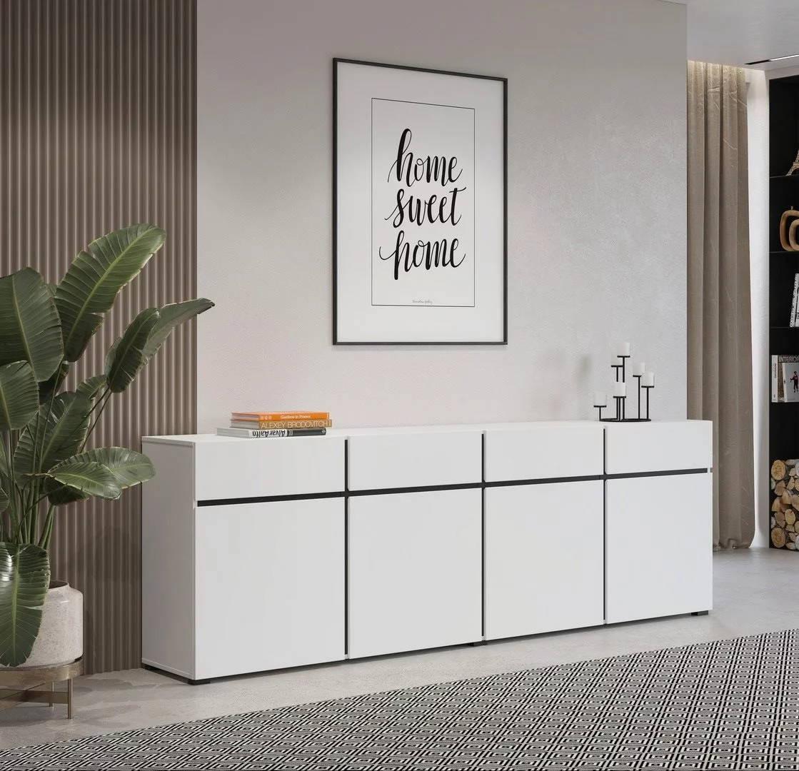 Тумба Helvetia Cross 4D4S 78x225 White/Black