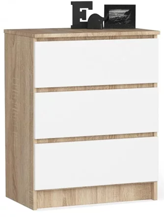 Comoda Akord K60 3SZ White/Sonoma Oak