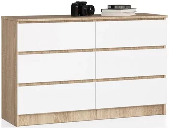 Комод Akord K120 6SZ Sonoma Oak/White