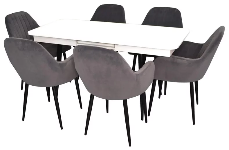 Image Комплект для кухни Evelin DT 432-1R B + 6 стульев LC-621B Dark Grey 57