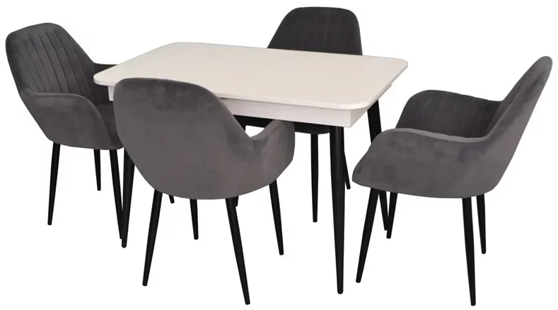 Image Комплект для кухни Evelin DT 432-1R B + 4 стула LC-621B Dark Grey 57