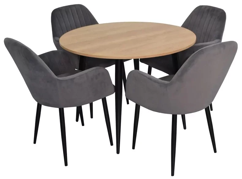 Image Set de bucatarie Evelin DT 402-2 + 4 scaune LC-621B Dark Grey 57