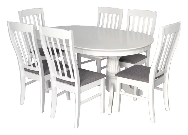 Image Set de bucatarie Evelin HV-33V White + 6 scaune WENYI White/NV-10WP Grey