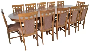Image Set de bucatarie Evelin HV-33V Burnish + 12 scaune DEPPA R Burnish/F-789 Brown
