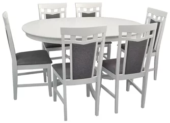 Set de bucatarie Evelin CAPELLA V White + 6 scaune DEPPA R White/NV-10WP Grey