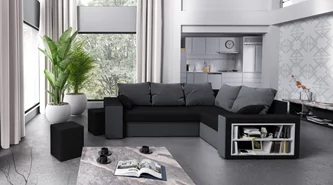 Диван угловой Space Meble Dallas Right Mikrofaza 15/Mikrofaza 27 Black/Gray