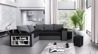 Диван угловой Space Meble Dallas Left Mikrofaza 15/Mikrofaza 27 Black/Gray