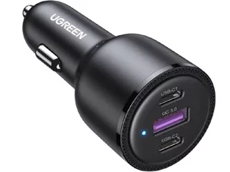 Зарядное устройство UGREEN Car Charger 2*Type-C+1*USB-A Aluminum 3A 69W Grey
