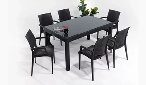 Image Стол Modalife Rattan Lux with glass Antracite