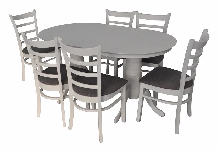 Image Set de bucatarie Evelin HV-24V White + 6 scaune COCO White/NV-10WP Grey