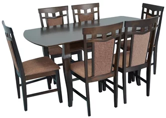 Set de bucatarie Evelin HV-29V Chocolate + 6 scaune DEPPA R Chocolate/F-789 Brown