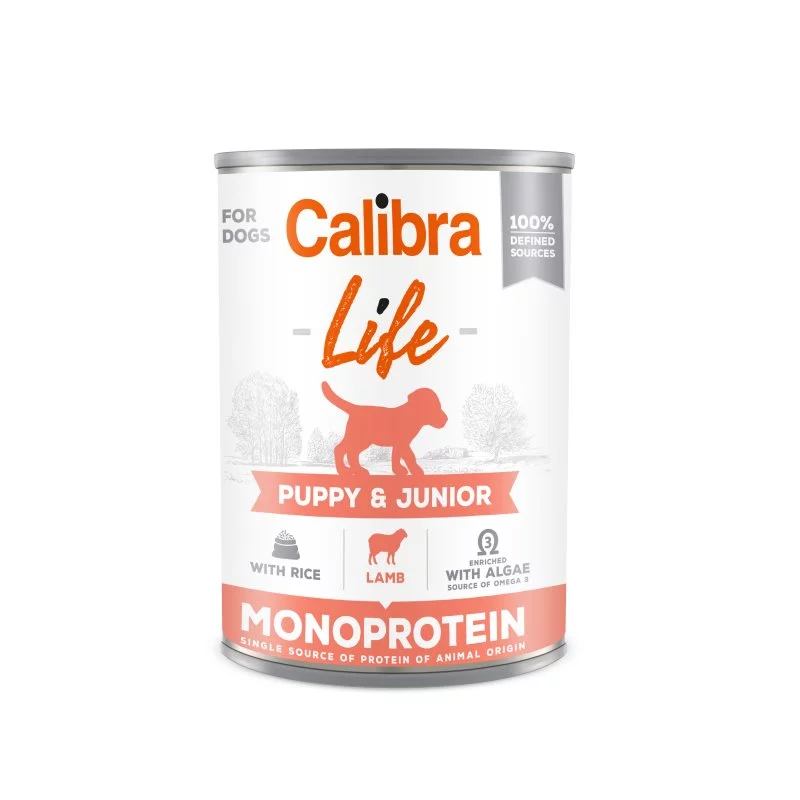 Image Влажный корм для собак Calibra Dog Life can Puppy&Junior Lamb&rice 400g*6