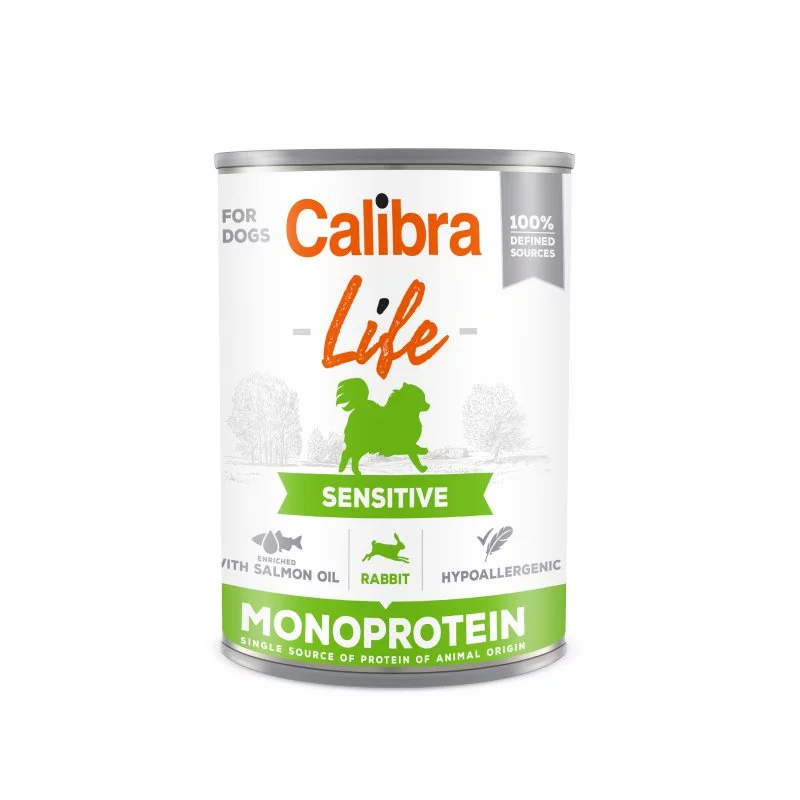 Hrana umeda pentru caini Calibra Dog Life can Sensitive Rabbit 400g*6