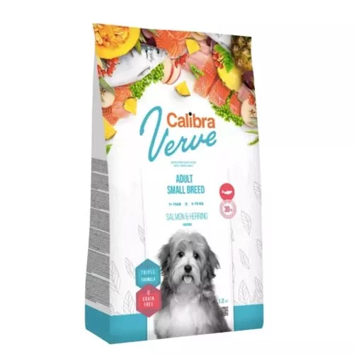 Hrana uscata pentru caini CALIBRA Dog Verve GF Adult Small Salmon&Herring 1.2kg