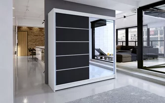 Шкаф купе Space Meble Talin III 180x215x58 White Matte/Black Matte