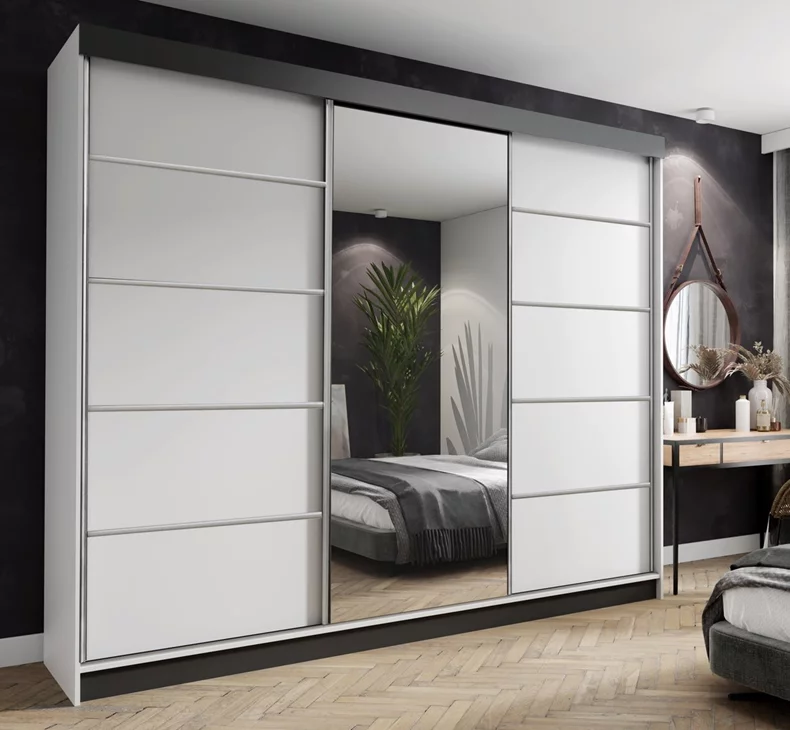 Image Dulap-Cupă Prime Furniture Amo 250x200x62 White/Black/Silver