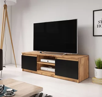 Тумба под телевизор Bratex Dingo 120 Wotan Oak/Black Graphite