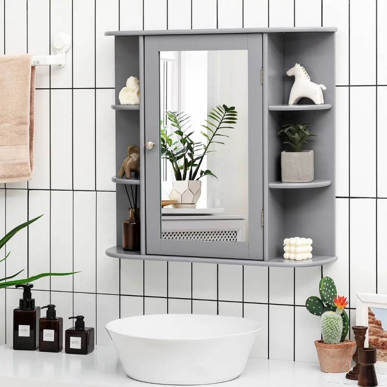 Image Dulap cu oglinda Costway JV10446GR Grey