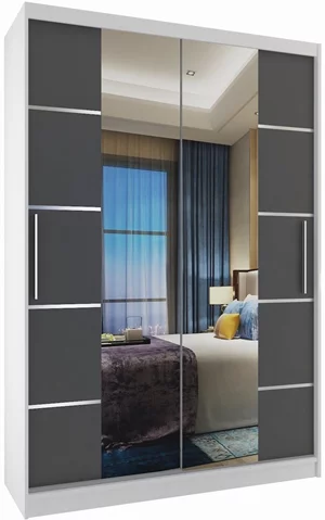 Image Шкаф купе Belini Premium ME SZP6/1/W/SR/0/KLAL Graphite Gray/White