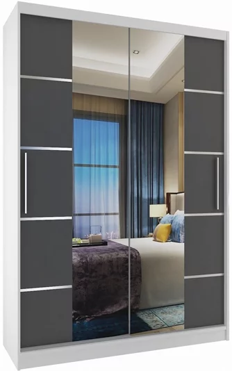 Шкаф купе Belini Premium ME SZP6/1/W/SR/0/KLAL Graphite Gray/White